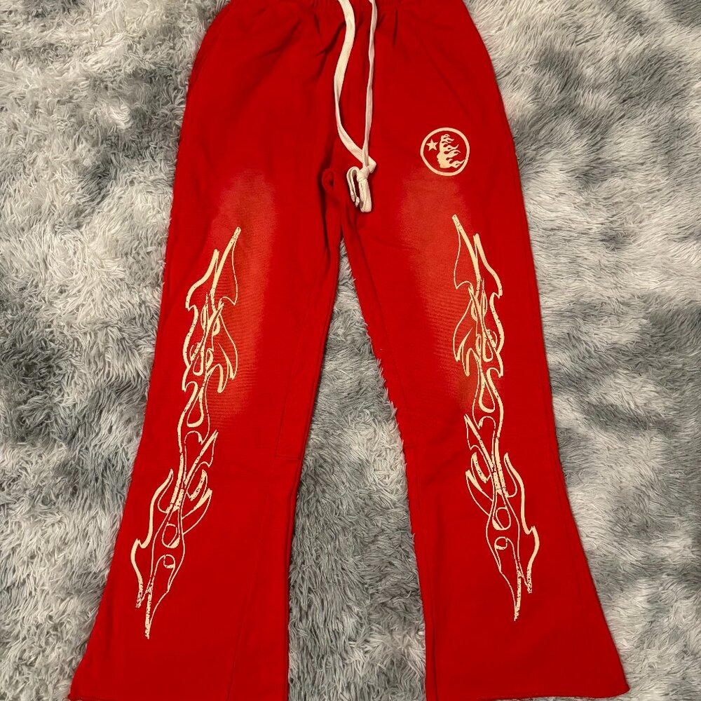 Hellstar Flames Red Sweatpants Mens Size Large